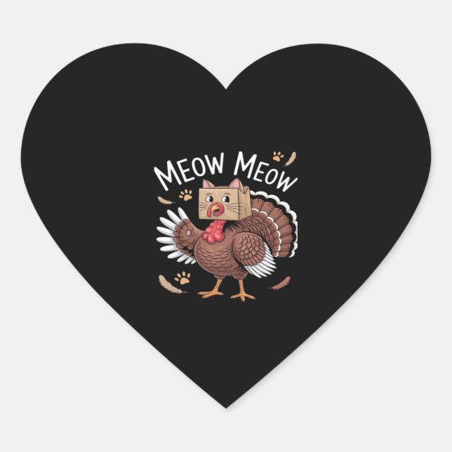 Sticker Cœur Thanksgiving Chat Funny Fake Chat Meow Thanksgivin (Devant)