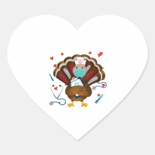 Sticker Cœur Thanksgiving Scrub Tops Femmes Turquie Nurda Holid