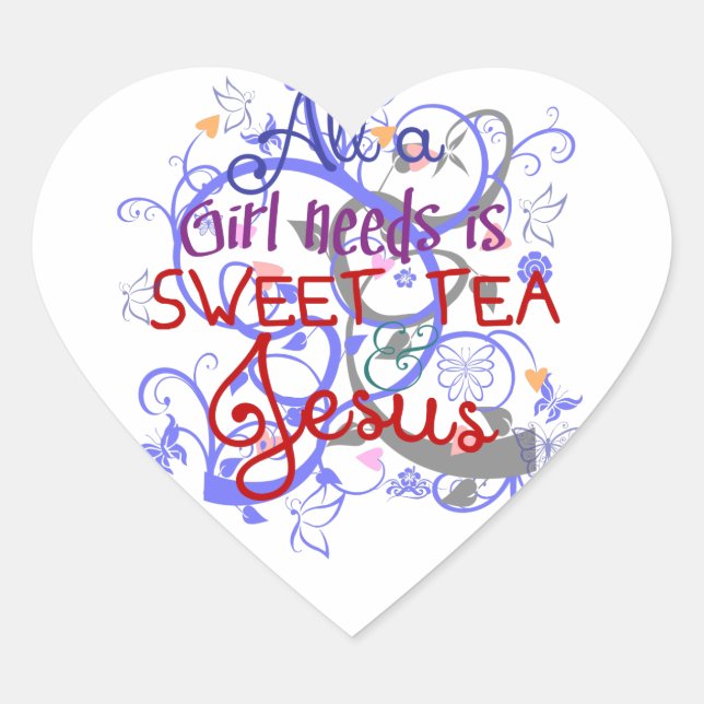 Sticker Cœur Thé doux et Jésus (Devant)
