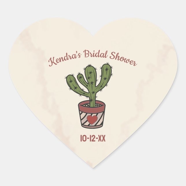 Sticker Cœur Thème de fête de mariage personnalisé Cactus  (Devant)