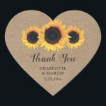 Sticker Cœur Tickers Russes en Merci de tournesol en papier Kra<br><div class="desc">Mariage en papier Kraft préférez les autocollants/enveloppes scellés idéaux pour un mariage rustique inspiré des tournesols.</div>