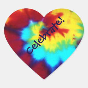 Sticker Cœur Tie Dye Look Célébrez Cartouche Cardiaque