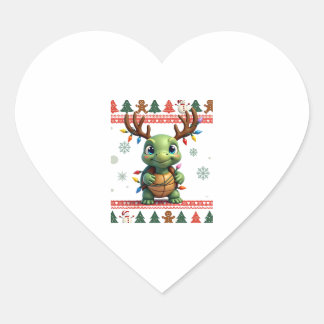 Sticker Cœur Tortue à éclairage de style pull de Noël laid