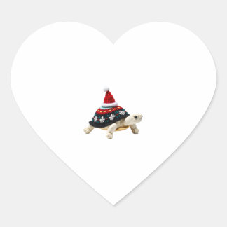 Sticker Cœur Tortue au chapeau de Santa - Vieille tortue de mer