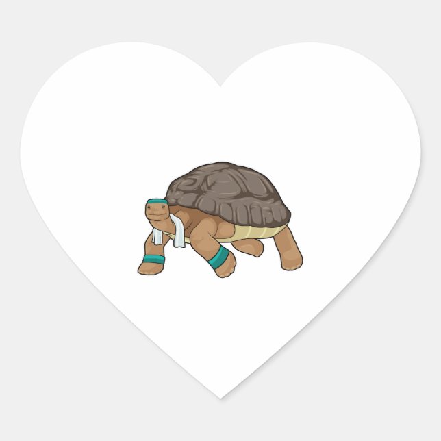 Sticker Cœur Tortue Comme Coureur Avec Serviette (Devant)