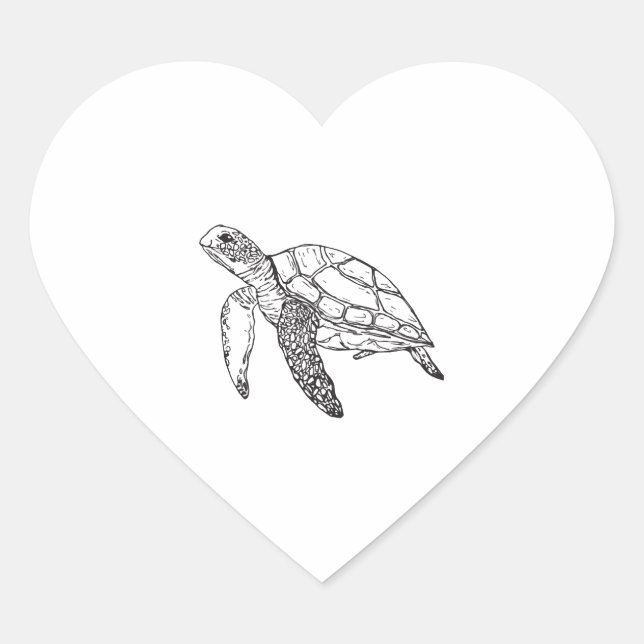 Sticker Cœur tortue de mer (Devant)