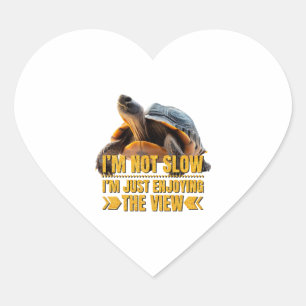 Sticker Cœur Tortue Je ne suis pas lent, je profite juste de la