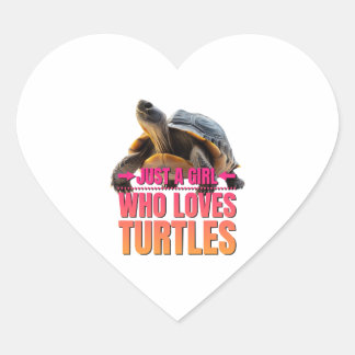 Sticker Cœur Tortue juste une fille qui aime les tortues