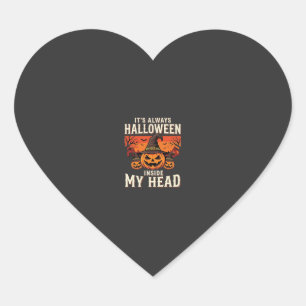 Sticker Cœur Toujours citrouille de Halloween Sorcière Design_1
