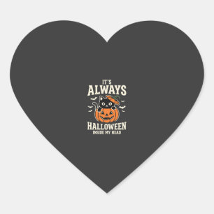 Sticker Cœur Toujours Halloween Chat Noir Design de Citrouille
