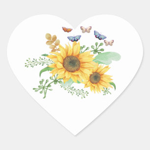 Sticker Cœur tournesol printemps