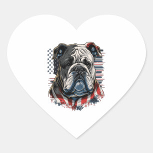 Sticker Cœur TOUS LES AMÉRICAINS Amateurs de CHIENS english bul