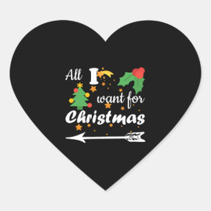 Sticker Cœur Tout ce que je veux pour Chemise Couple de Noël