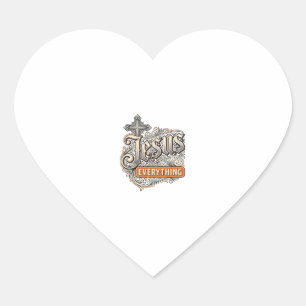 Sticker Cœur Tout Jésus Vintage Typographie Chrétienne Design