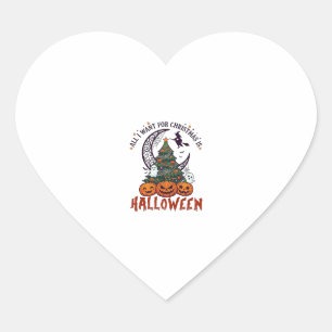 Sticker Cœur Tout le monde veut Noël Halloween Arbre Citrouille