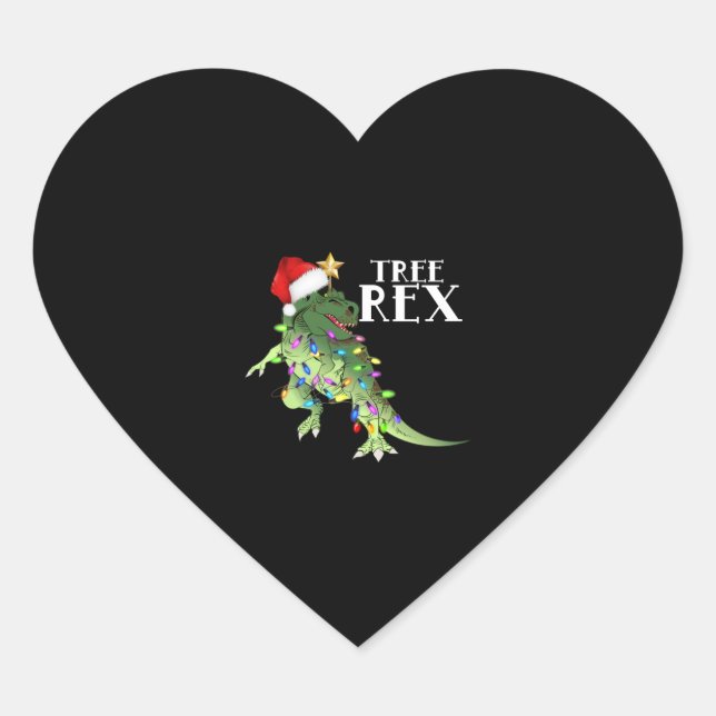 STICKER CŒUR TREE REX SANTA HAT DINOSAUR NOËL LUMIÈRES T-SHI (Devant)