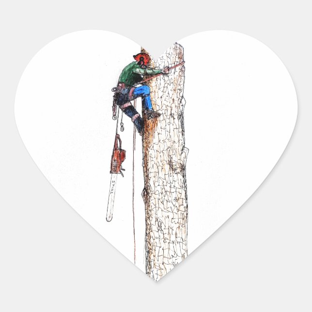 Sticker Cœur Tree Surgeon Arborist (Devant)