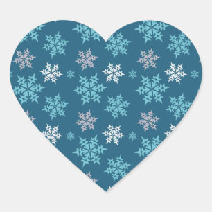 Sticker Cœur Trendy mignon Motif de flocon de neige en bleu