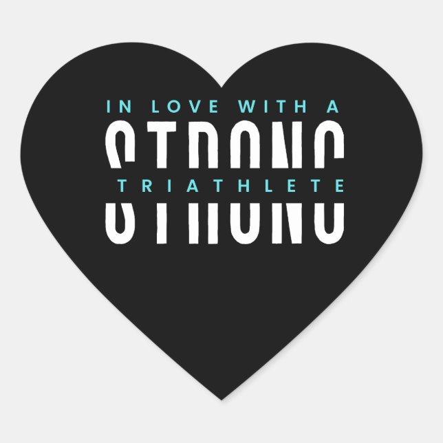 Sticker Cœur Triathlète Forte Coeur Noir Et Typographie Blanche (Devant)