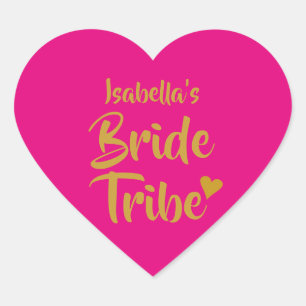 Sticker Cœur Tribu de mariée personnalisée cœur en or