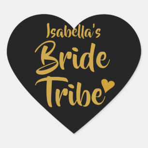 Sticker Cœur Tribu de mariée personnalisée cœur en or