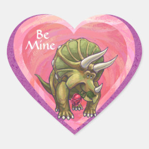 Sticker Cœur Tricératops amoureux Saint Valentin