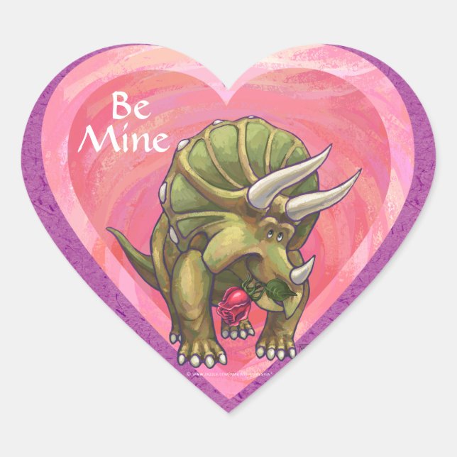 Sticker Cœur Tricératops amoureux Saint Valentin (Devant)