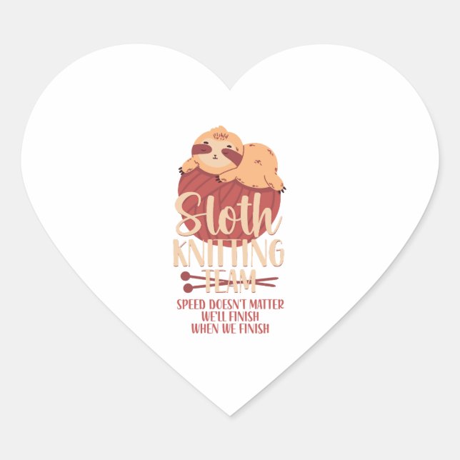 Sticker Cœur Tricot Knitter Sloth (Devant)