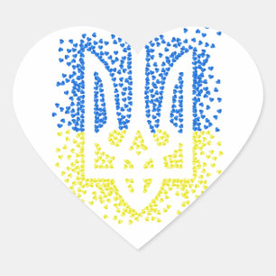Sticker Cœur Trident de l'emblème ukrainien tryzub dispersant l