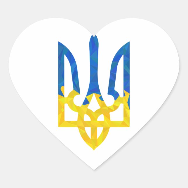 Sticker Cœur Trident ukrainien polygonal faible (Devant)