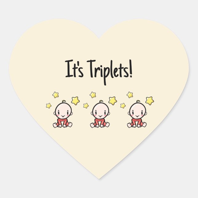 Sticker Cœur Triplets !, Triplet Babies, Unisex, Neutral (Devant)