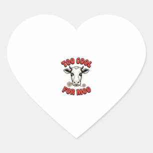 Sticker Cœur Trop Cool Pour Moo Drôle De Vache Design De T-Shir