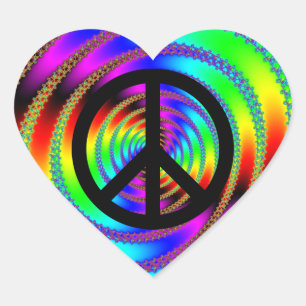 Sticker Cœur Trou de ver avec signe de paix noir