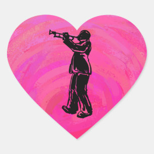 Sticker Cœur Trumpet Boogie Nuits New York Hot rose