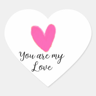 Sticker Cœur tu es mon amour rose rouge coeur aquarelle kidretr