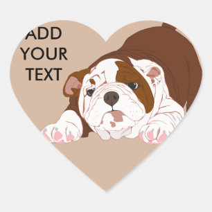 Sticker Cœur Tuff Pup Jouer Bulldog Puppy