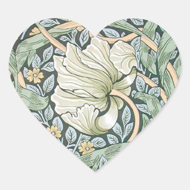 Sticker Cœur Tulipes Pimpernel Art Botanique de William Morris (Devant)