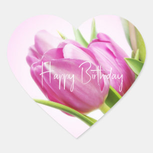 Sticker Cœur Tulipes roses