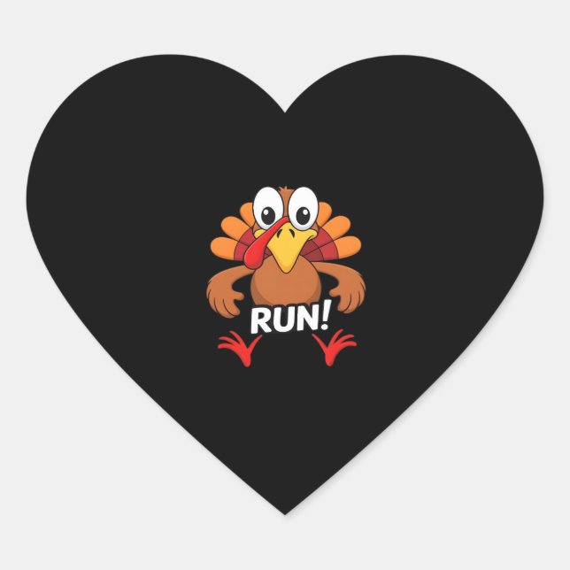 Sticker Cœur Turquie courir Thanksgiving en T-shirt classique (Devant)