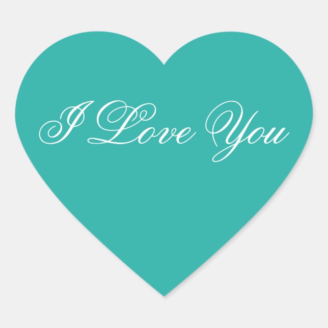 Sticker Coeur Turquoise - I Love You (Devant)