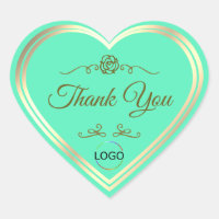 Turquoise lumineux avec cadre or et Merci logo