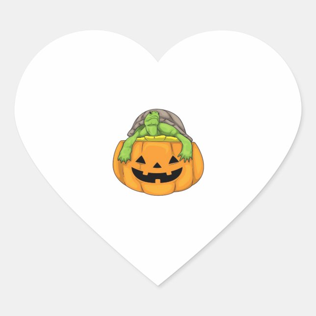 Sticker Cœur Turtle Halloween Pumpkin Classic T-Shirt_1 (Devant)