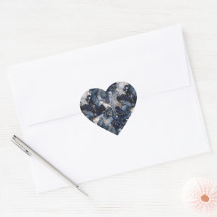 Sticker Cœur Twilight Navy bleu et gris avec l'or antique