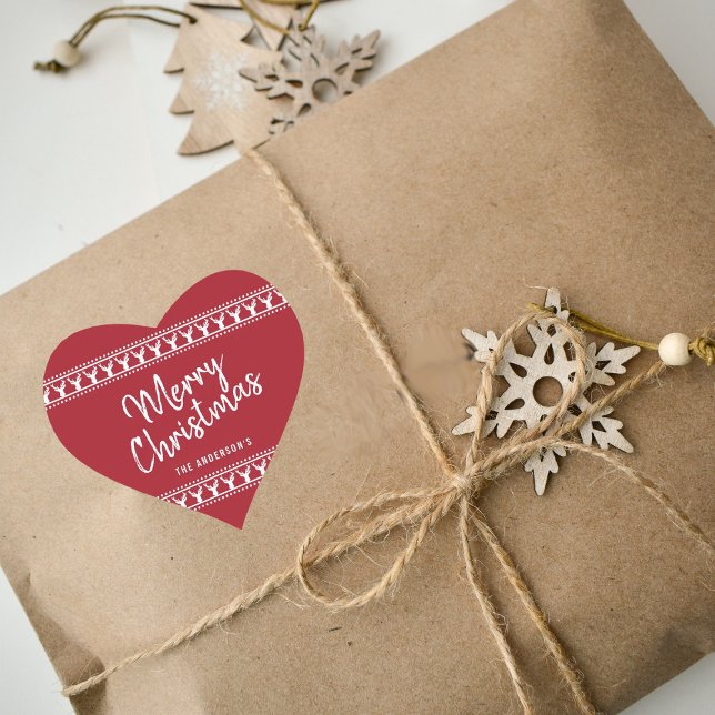 Sticker Cœur Typographie branchée de cerfs rouges et blancs Joy (Créateur téléchargé)