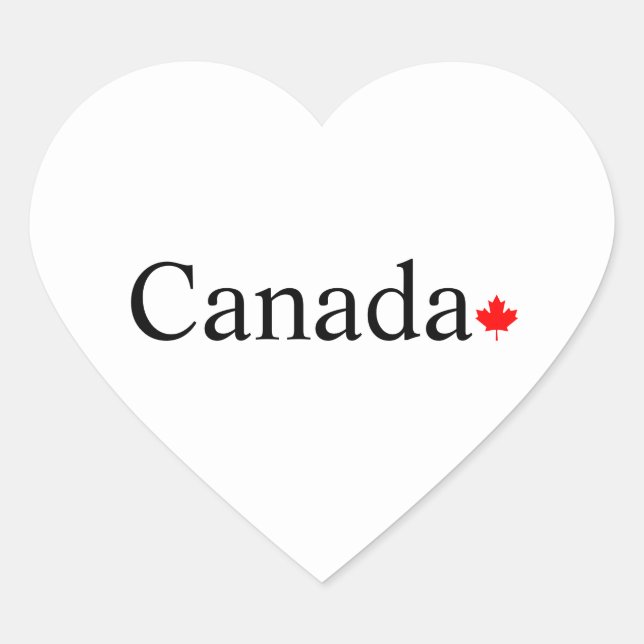 Sticker Cœur Typographie canadienne à la feuille d'érable rouge (Devant)