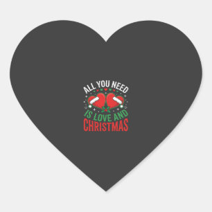 Sticker Cœur Typographie de chapeau de Père Noël d'amour de Noë