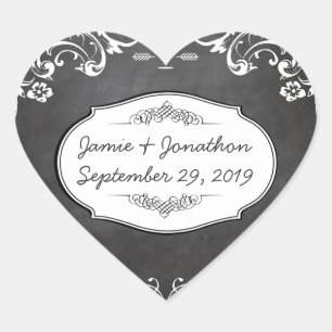 Sticker Cœur Typographie de tableau noir pour mariages