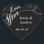 Sticker Cœur Typographie Everafter Chalkboard Black Mariage Sea<br><div class="desc">Calligraphie Doux et sassy faire-part de mariage de tableau noir. Toujours après le tableau de bord Enregistrer le Mariage date Sceller les autocollants.</div>