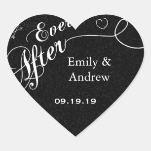 Sticker Cœur Typographie Everafter Chalkboard Black Mariage Sea