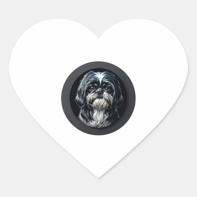 Sticker Cœur tzu shih noir (Devant)